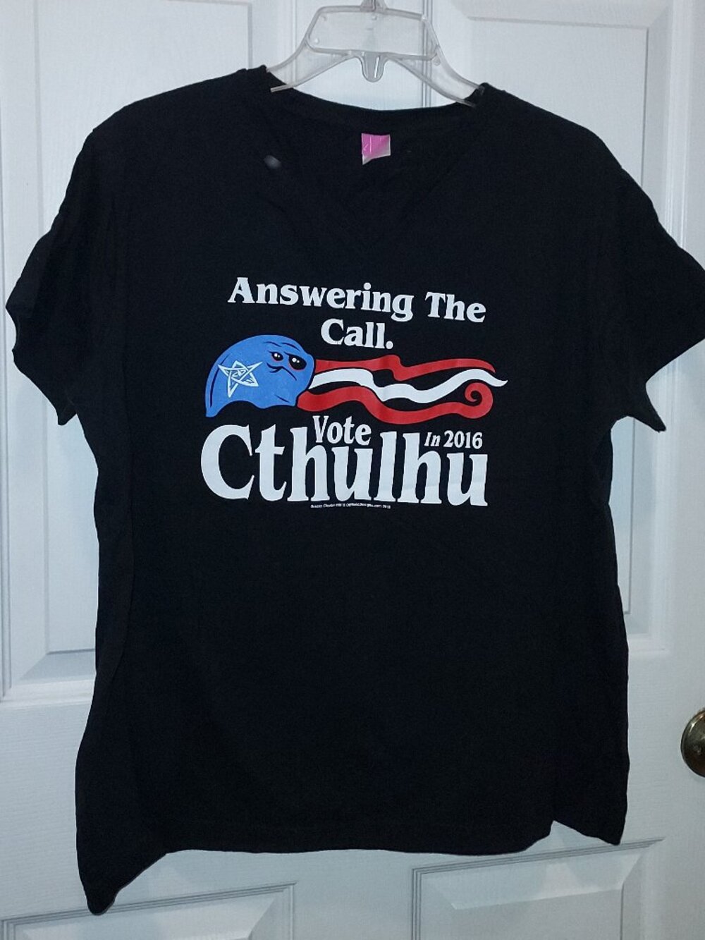 VOTE CTHULHU IN 2016 Black Shirt Answering the Call Ladies Sz XL